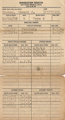 Immunization Record - Tetanus Toxoid - Yellow Fever