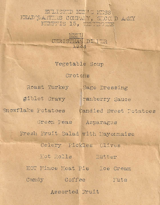 Memphis, Tennesee Army Christmas Dinner 1944 State Fair Grounds