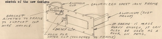 Sketch Mink Feeder and Waterer invented by Harry Thomas