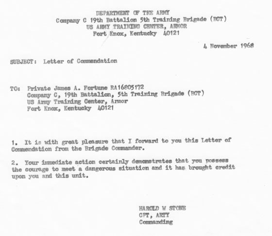 Letter of Commendation ~ Company C 19th Battalion 5th Training Brigade